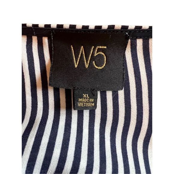 W5 Women's Black And White Striped Bell Sleeve With Bow Tie Blouse Size XL - Picture 5 of 6